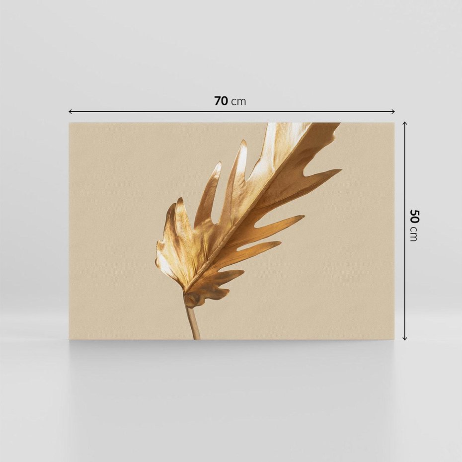 Obraz na płótnie 70x50 - Piękno w Detalu - złoty, liść