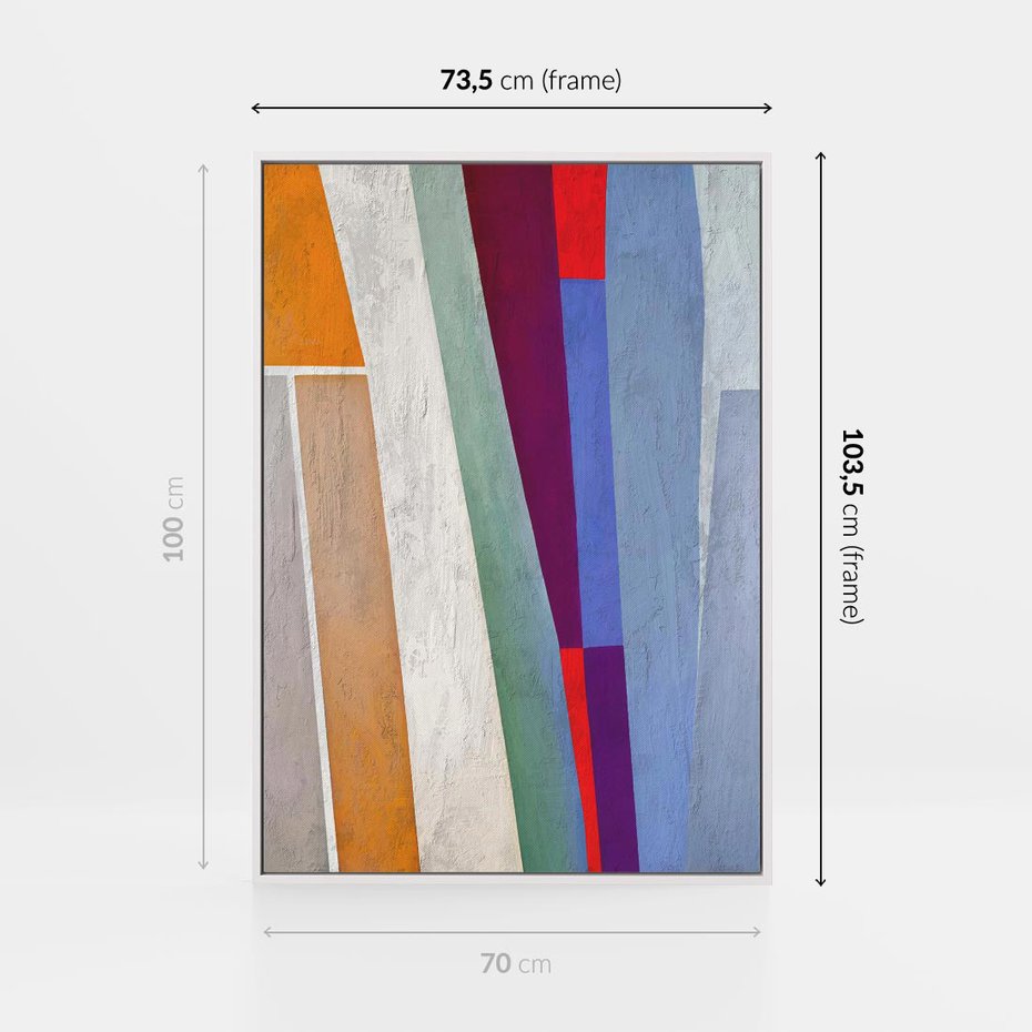 Obraz w ramie 70x100 - Księga Ukrytych Odbić - abstrakcyjne dziwne kształty, olejny obraz - rama biała