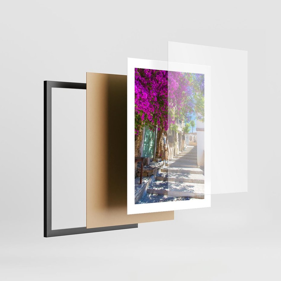 Plakat w ramie 30x40 - Urok Zaklętej Przestrzeni - uliczka, perspektywa - rama czarna