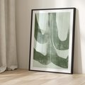 Plakat w ramie 40x50 - Nurtująca Kompozycja Zieleni - abstrakcyjne delikatne zielone linie, podobne do gałęzi kwiatów - rama czarna