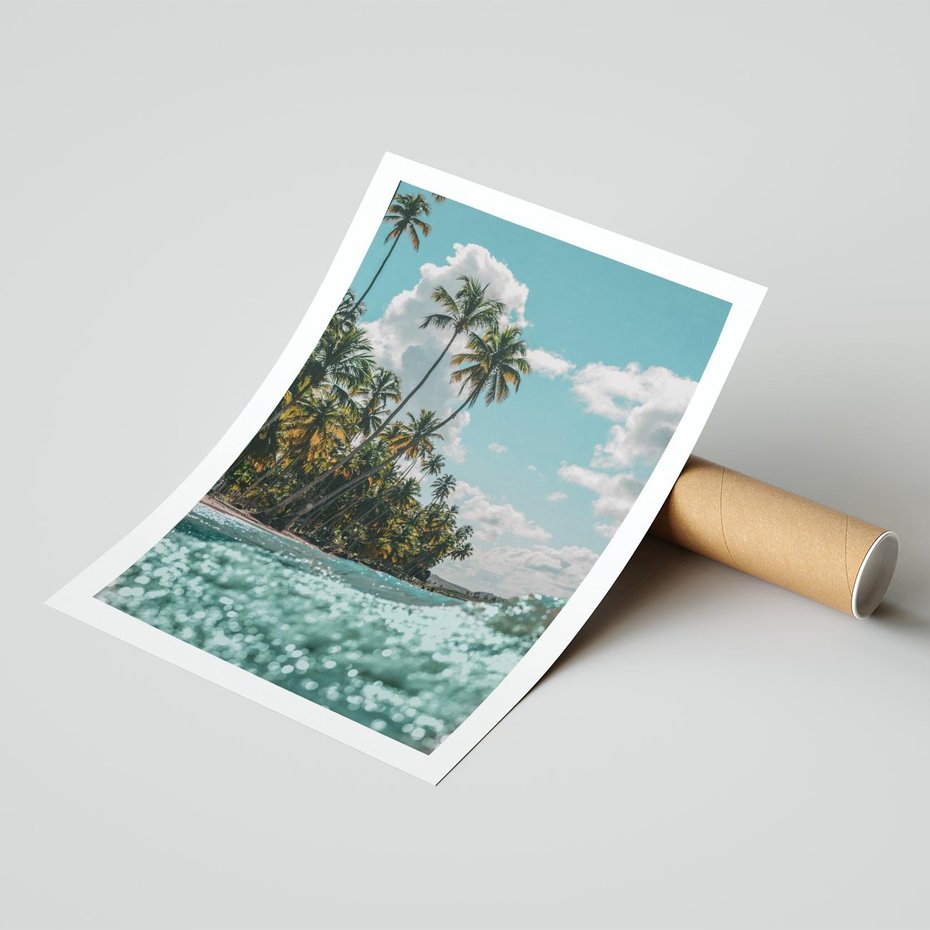 Plakat bez ramy 40x50 - Rajskie Wakacje - plaża, palmy