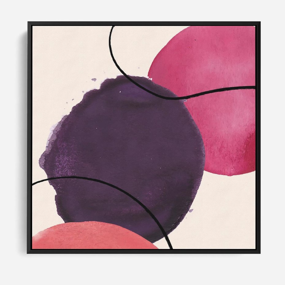 Obraz w ramie 50x50 - Migotliwe Widzenia - abstrakcyjne akwarelowe plamy, nieregularne linie - rama czarna