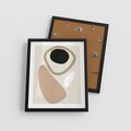 Plakat w ramie 40x50 - Beżowa Synergia - beżowa abstrakcyjna kompozycja, czarny akcent - rama czarna