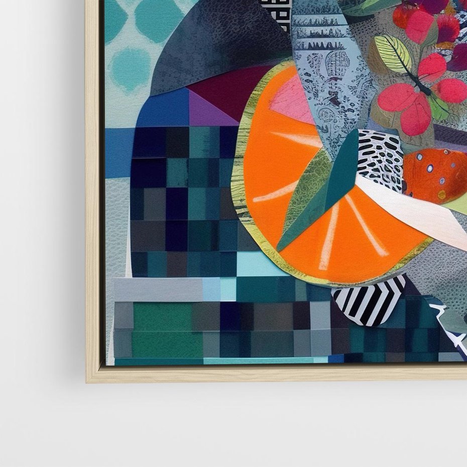 Obraz w ramie 50x50 - Migocące Widoki Harmonii - abstrakcyjny obraz, jak picasso - rama drewno