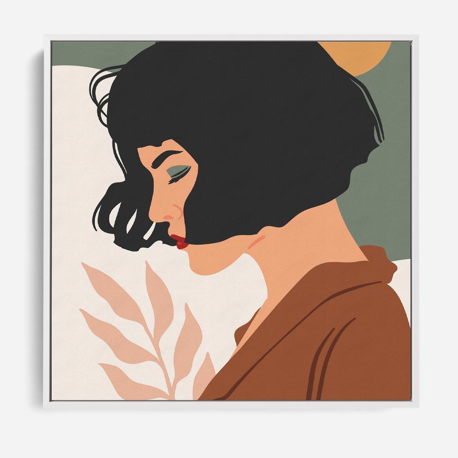 Obraz w ramie 50x50 - Kobieca Pasja - nowoczesny plakat, styl retro - rama biała