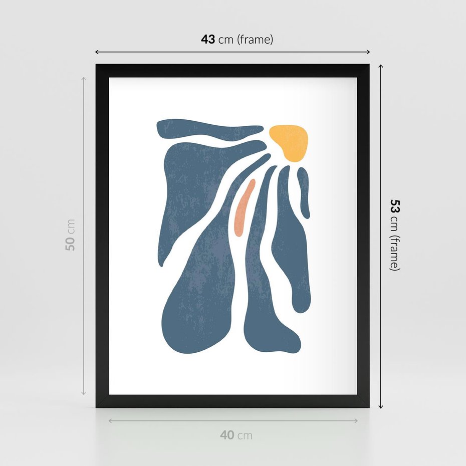 Plakat w ramie 40x50 - Melodia Kolorowych Płatków - nowoczesna kwiatowa grafika, styl retro - rama czarna