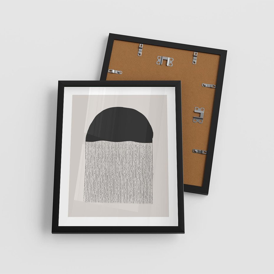 Plakat w ramie 40x50 - Wewnętrzne Widzenia - abstrakcyjna kompozycja, półkole - rama czarna