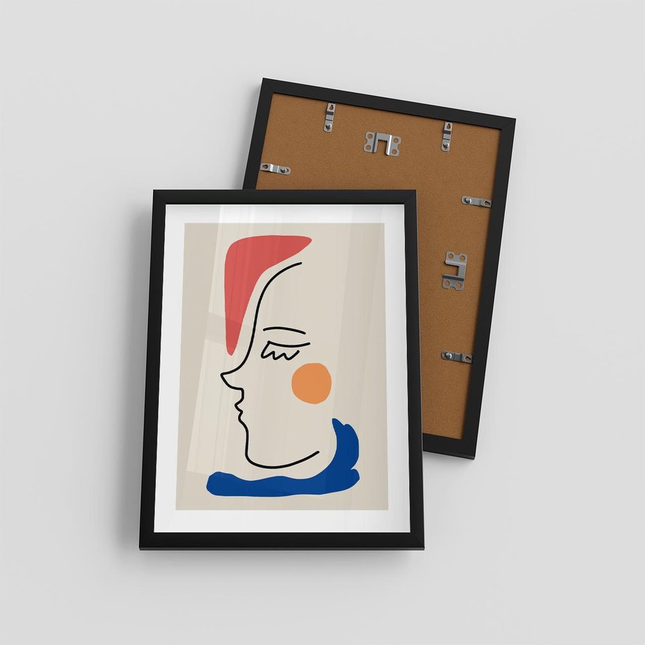 Plakat w ramie 30x40 - Impresje Kształtów - abstrakcyjny obraz, przypomina twarz - rama czarna