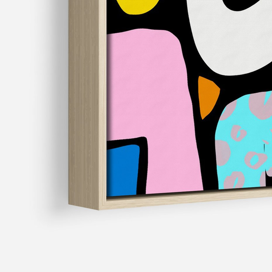 Obraz w ramie 70x100 - Komiksowe Formy - abstrakcyjne formy, komiksowy styl - rama drewno