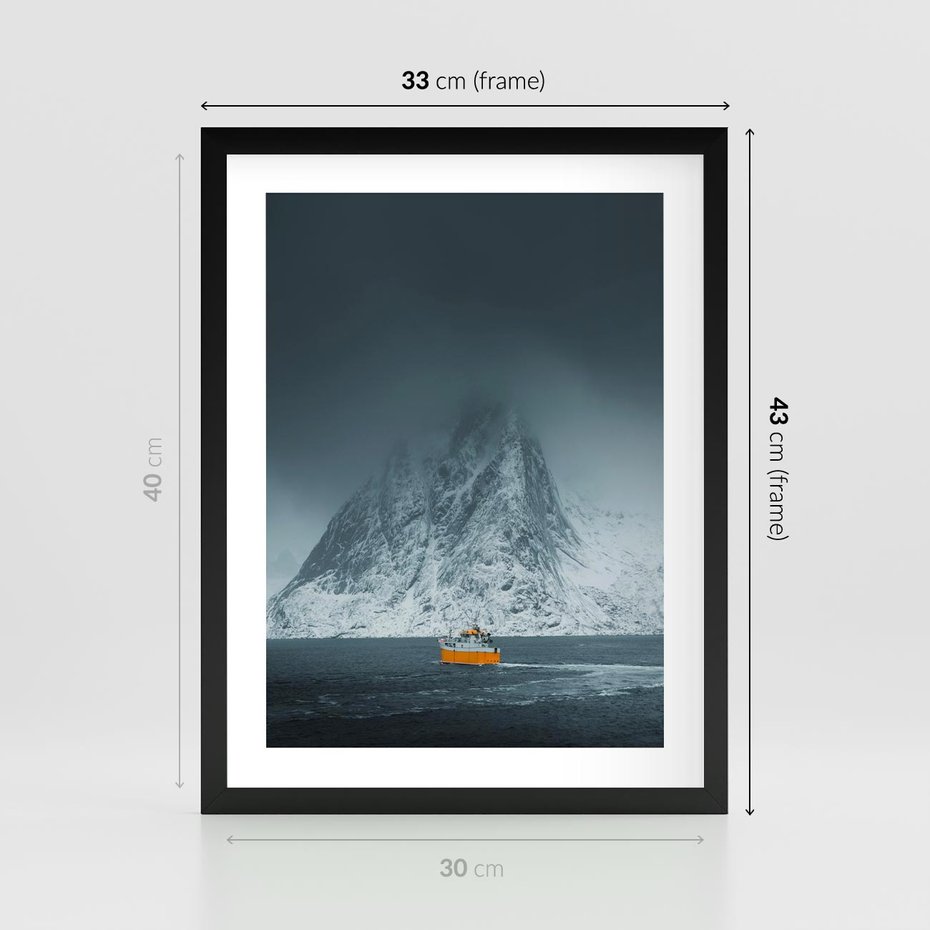 Plakat w ramie 30x40 - Skandynawski pejzaż - skadynawski, pejzaż - rama czarna