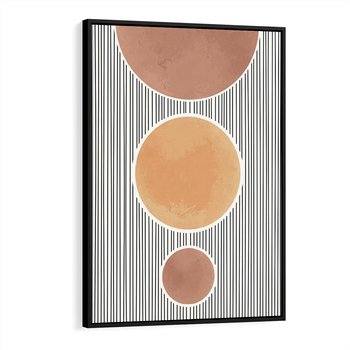 Obraz w ramie 70x100 - Taniec Linii - abstrakcyjna nowoczesna sztuka, koła okręgi - rama czarna