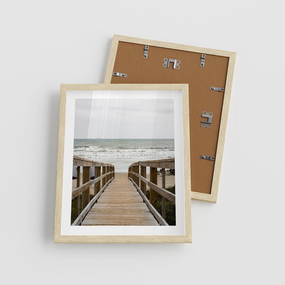 Plakat w ramie 40x50 - Morze i drewniany pomost - morze, pomost - rama drewno