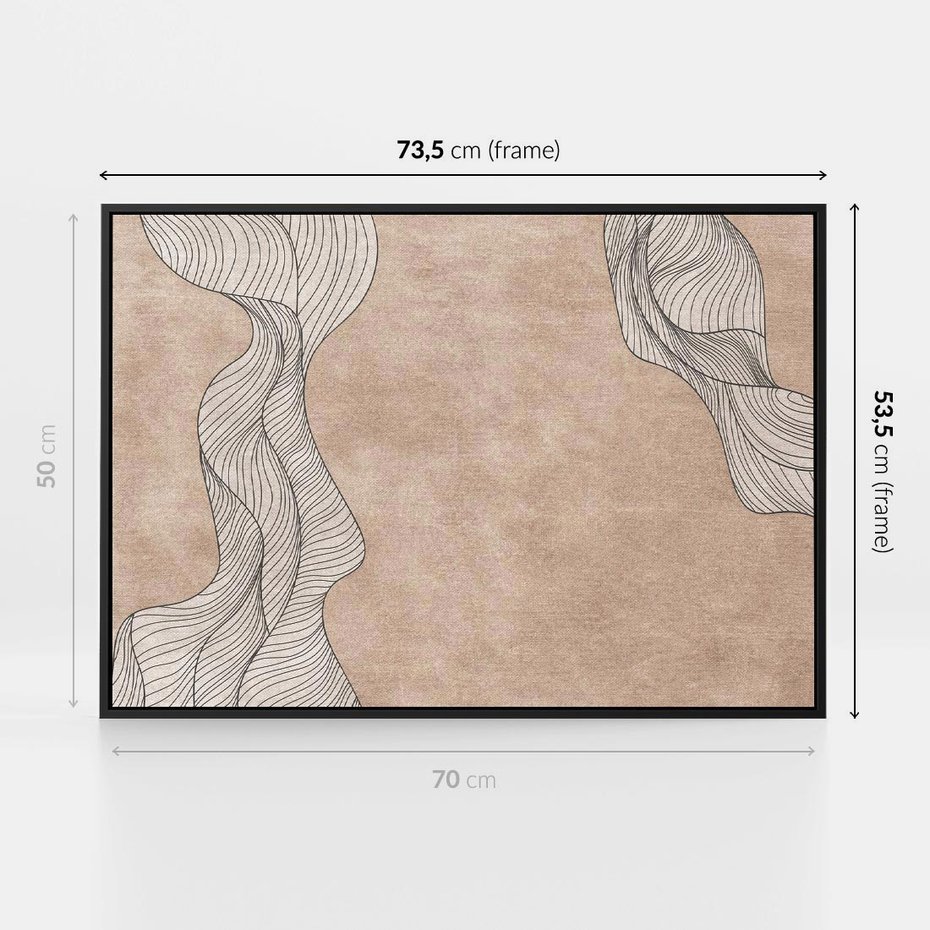 Obraz w ramie 70x50 - Symfonia uczuć i kształtów - delikatna kompozycja, falujące linie - rama czarna