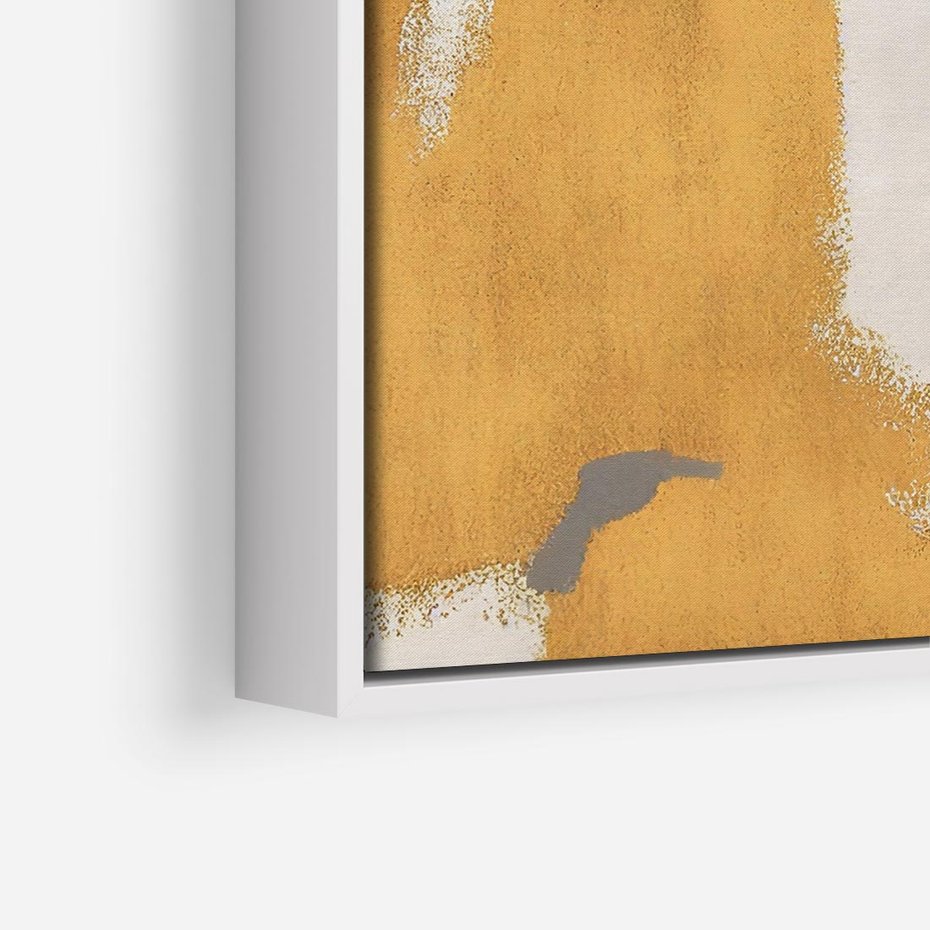 Obraz w ramie 80x80 - Złote Maźnięcia Pędzla - złota abstrakcja, plamy - rama biała