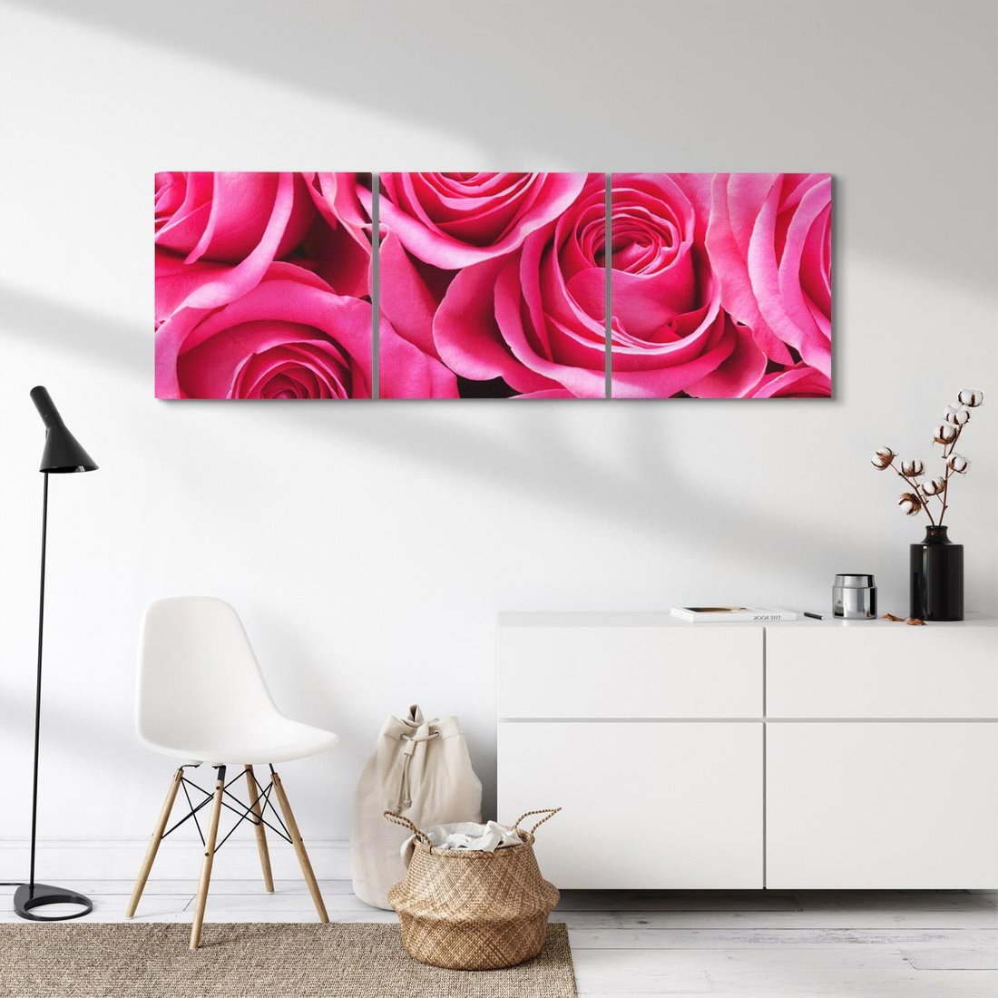 Obraz na płótnie 150x50 - Romantyczne róże w pełnym rozkwicie - róże, kwiaty