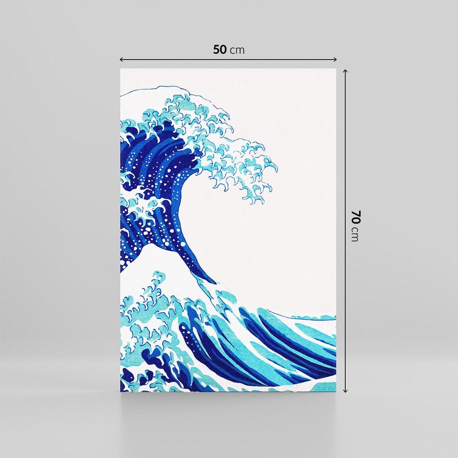 Obraz na płótnie 50x70 - Fala Japandi - wielka fala w Kaganawie, obraz Hokusai