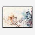 Obraz w ramie 100x70 - Nostalgiczne tańce pędzla - akwarelowe kwiaty, gałęzie - rama czarna
