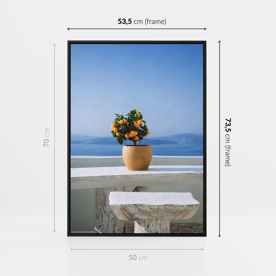 Obraz w ramie 50x70 - Uroki Santorini - Santorini, Grecja - rama czarna