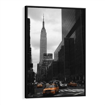 Obraz w ramie 70x100 - Nowy York, taksówka w ruchu - Nowy York, taksówka - rama czarna