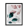 Plakat w ramie 50x70 - Pastelowe Liście w Minimalizmie - pastelowe liście, minimalistyczny obraz - rama czarna