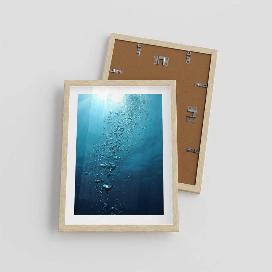 Plakat w ramie 30x40 - Gra Bąbelków - woda, bąbelki - rama drewno