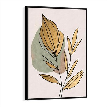 Obraz w ramie 70x100 - Rozkwitające Wnętrza Światła - abstrakcyjny obraz boho, liście - rama czarna