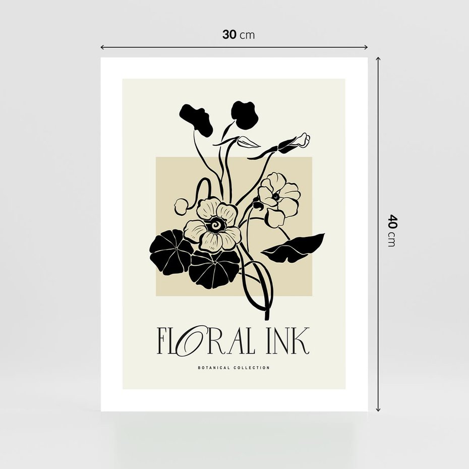 Plakat bez ramy 30x40 - Podróż linii kwiatowego czasu - kwiaty, typografia