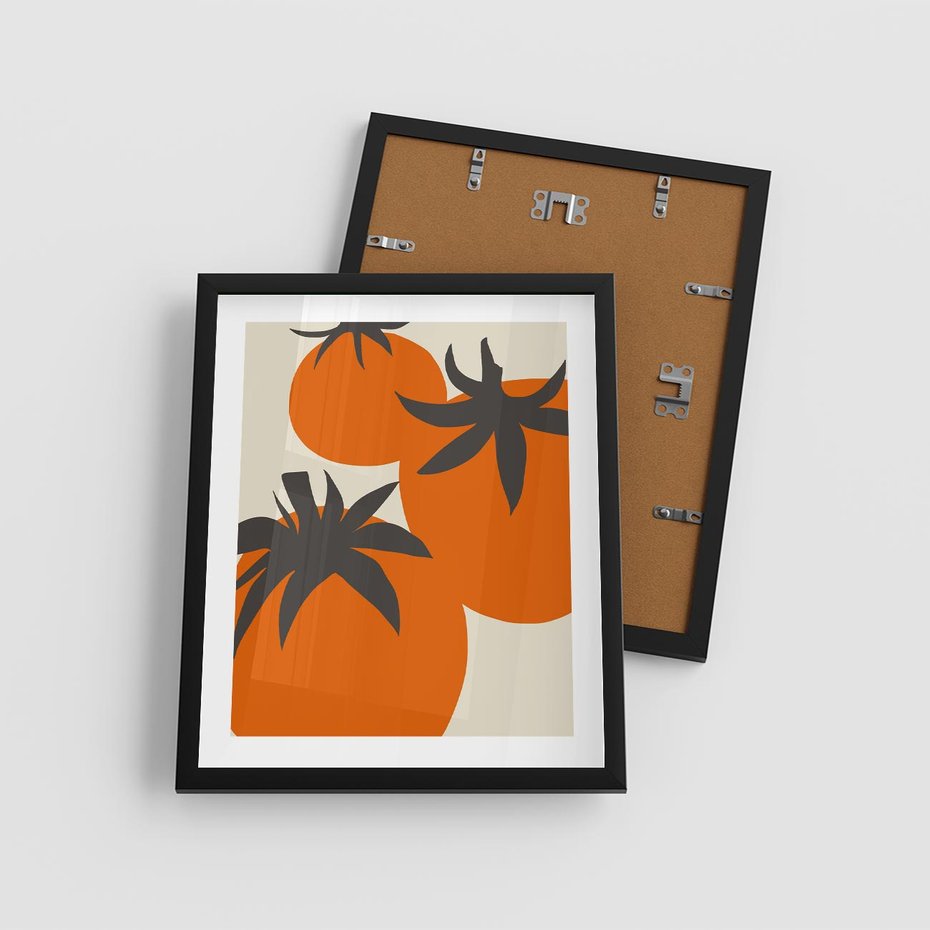 Plakat w ramie 40x50 - Jadalne Kształty - nowoczesny plakat do kuchni, pomidory - rama czarna