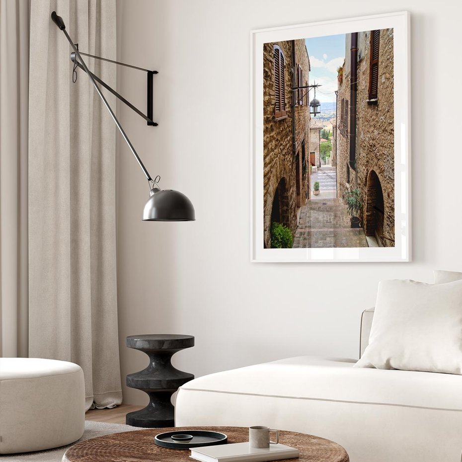 Plakat bez ramy 40x50 - Perspektywa malowniczej uliczki - uliczka, perspektywa