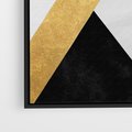 Obraz w ramie 70x100 - Pudrowe Abstrakcyjne Lustra - złote abstrakcyjne linie, szarość - rama czarna