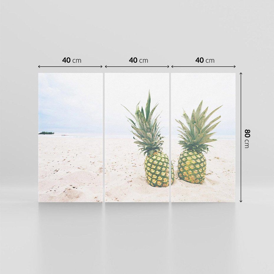 Obraz na płótnie 120x80 - Ananasy na Plaży - Egzotyczny Raj - ananasy, plaża