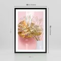 Plakat w ramie 50x70 - Złoty Akcent - złoty liść montery, gipsówka - rama czarna