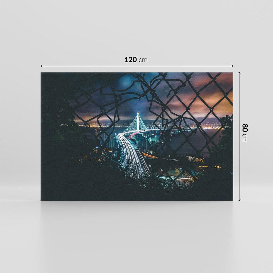 Obraz na płótnie 120x80 - Most nocą - Światła i refleksy - most, światła