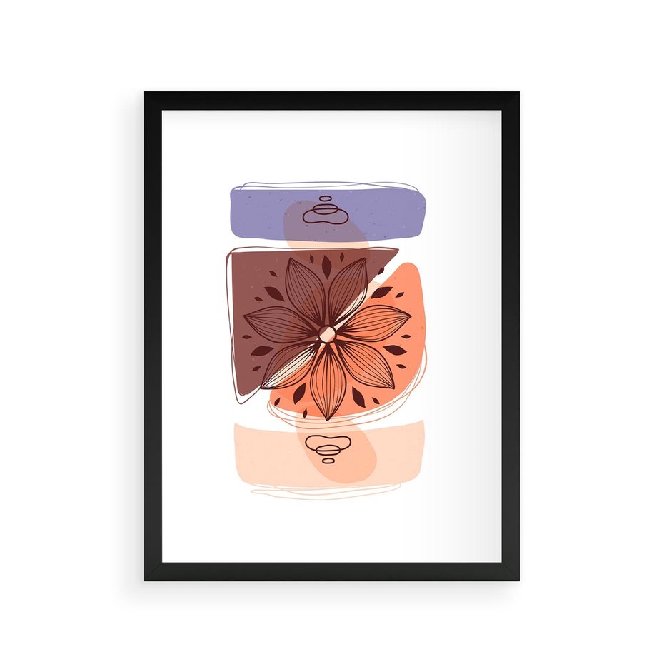 Plakat w ramie 30x40 - Kwiatowa Oaza - abstrakcyjna sztuka, plamy - rama czarna