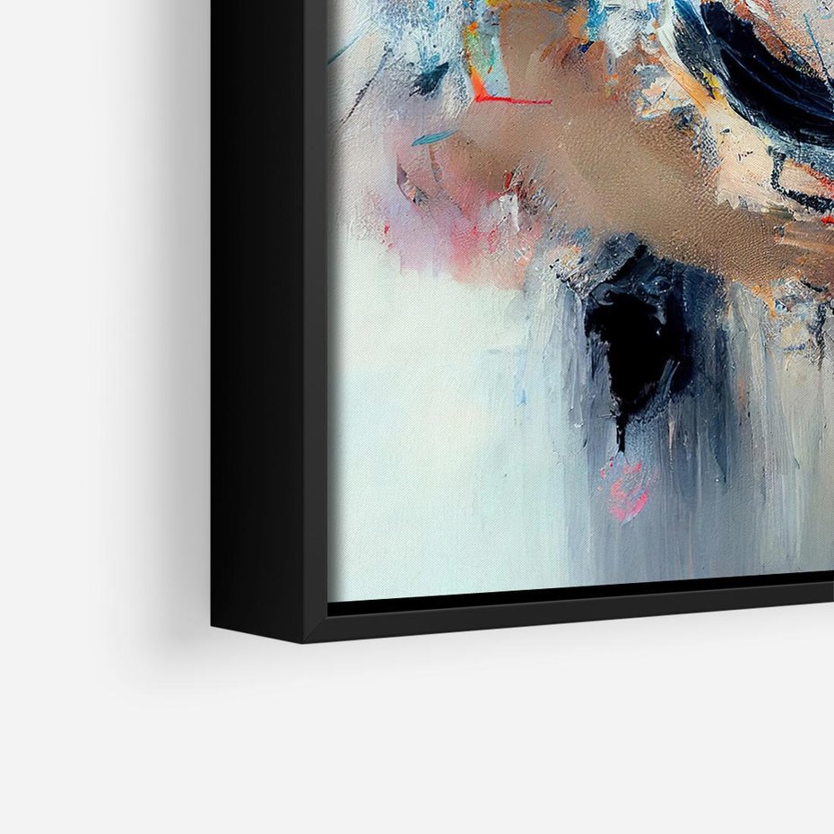 Obraz w ramie 50x50 - Kontrapunkty zatajonych uczuć - dynamiczna abstrakcja, bałagan na płótnie - rama czarna