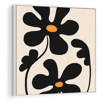 Obraz w ramie 80x80 - Wyjątkowość Boho - minimalistyczny abstrakcyjny obraz, prymitywne kwiaty - rama biała