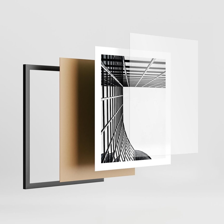 Plakat w ramie 40x50 - Minimalizm Wysokości - architektura, czarno białe zdjęcie - rama czarna