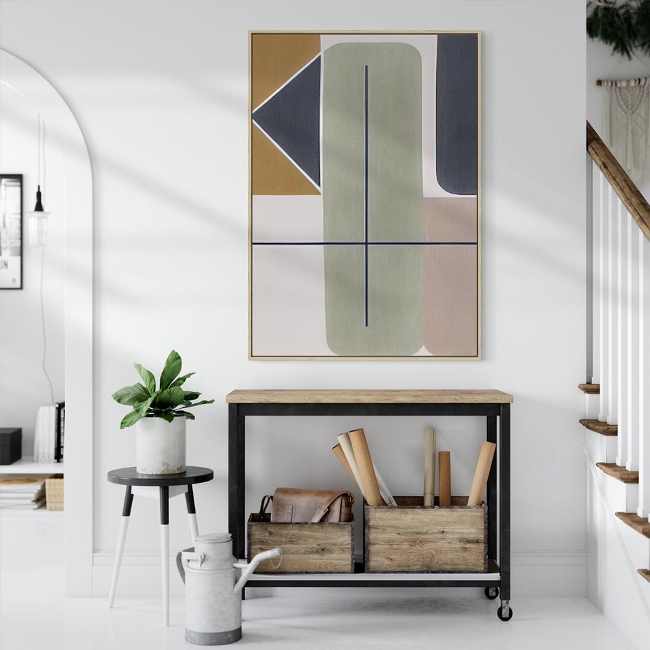 Obraz w ramie 70x100 - Sztuka Abstrakcji - geometryczne kształty, kolorowe prostokąty - rama drewno