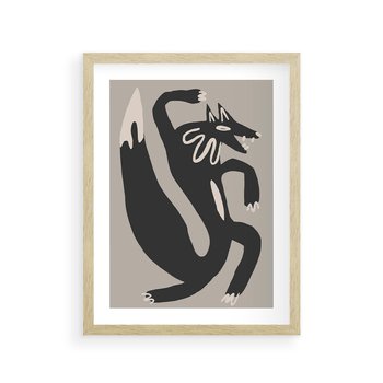 Plakat w ramie 30x40 - Strukturalne Odbicia Północy - skandynawska sztuka, lis - rama drewno