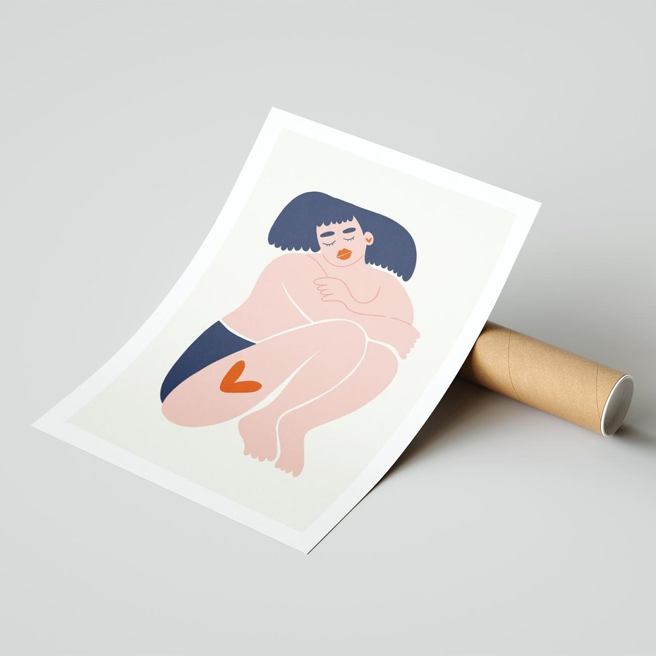 Plakat bez ramy 40x50 - Melodia snów na płótnie - zakochana kobieta, graficzny obraz