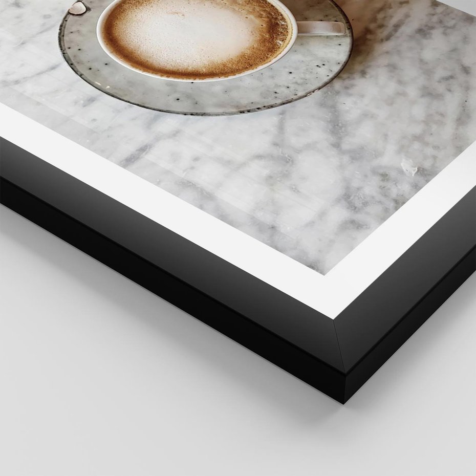 Plakat w ramie 30x40 - Kawa w Perfekcji - kawa w filiżance, cappuccino - rama czarna