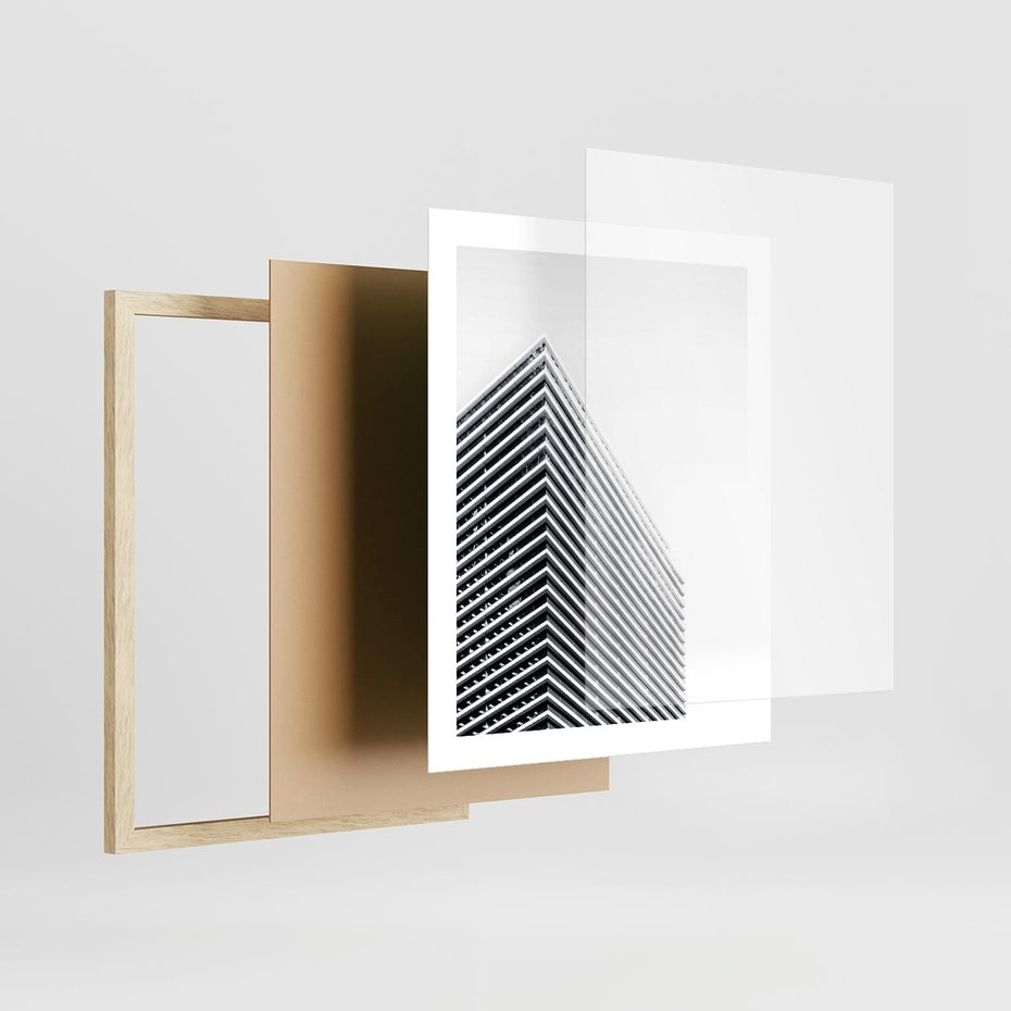 Plakat w ramie 40x50 - Wzorce Wysokości - architektura, wysoki wieżowiec - rama drewno