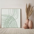 Obraz w ramie 50x50 - Migotliwa Spokojna Zieleń - zielony plakat, abstrakcyjne splątane linie - rama drewno