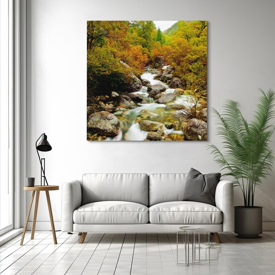 Obraz na płótnie 40x40 - Śpiew Strumienia - strumień, górski