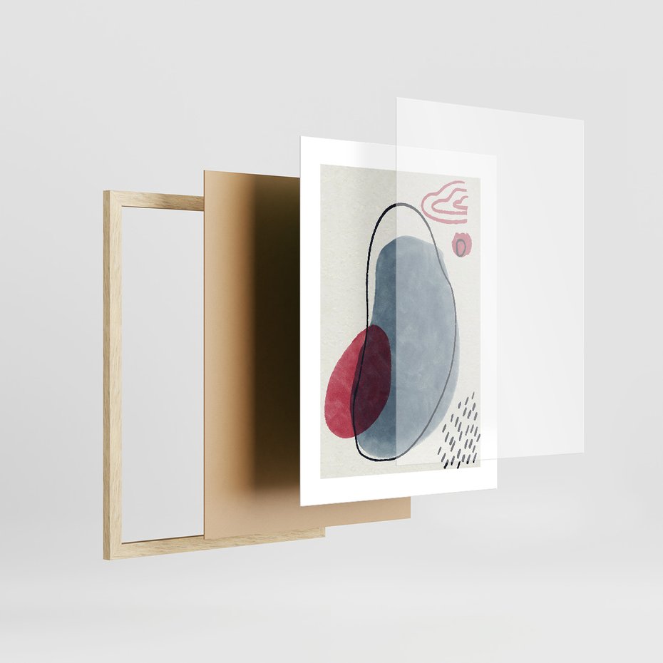 Zestaw obrazy w ramie 40x50 galeria - Grafika, akwarelowe, plamy - rama drewno