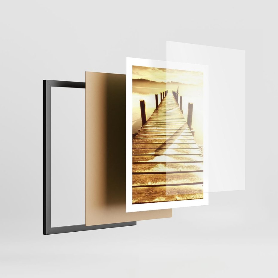 Plakat w ramie 50x70 - Stary pomost w sepia - pomost, sepia - rama czarna