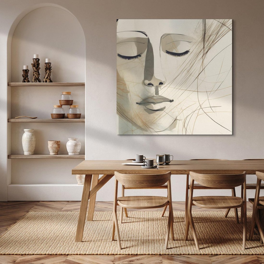 Obraz na płótnie 70x70 - Tylko Zamknij Oczy - twarz kobiety, zamknięte oczy