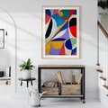 Plakat w ramie 30x40 - Kolorowe Przesunięcia Kształtów - abstrakcyjny obraz olejny, żywe kolory - rama drewno