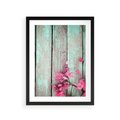 Plakat w ramie 30x40 - Urok Dawnych Czasów - kwiaty, deski - rama czarna