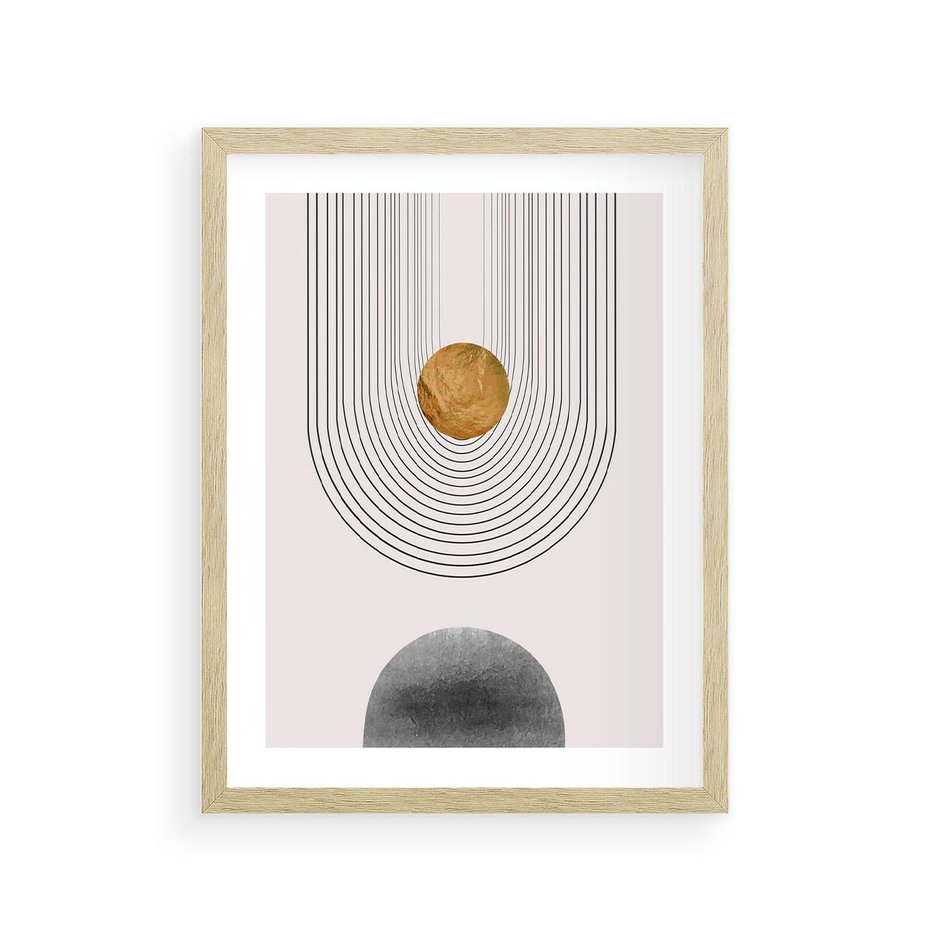 Plakat w ramie 30x40 - Geometryczny Blask - nowoczesna grafika, geometria - rama drewno